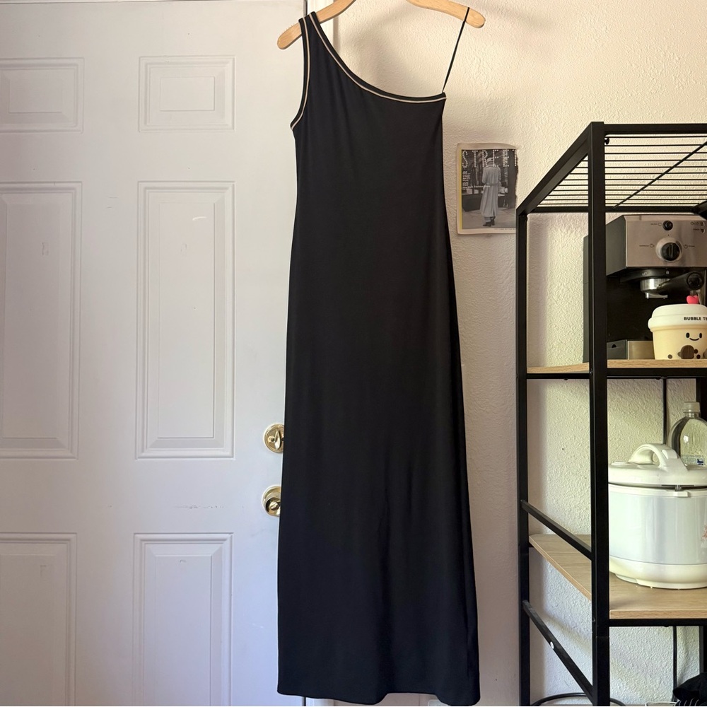 MIDHEAVEN black one shoulder sleeveless‎ knit modal maxi dress